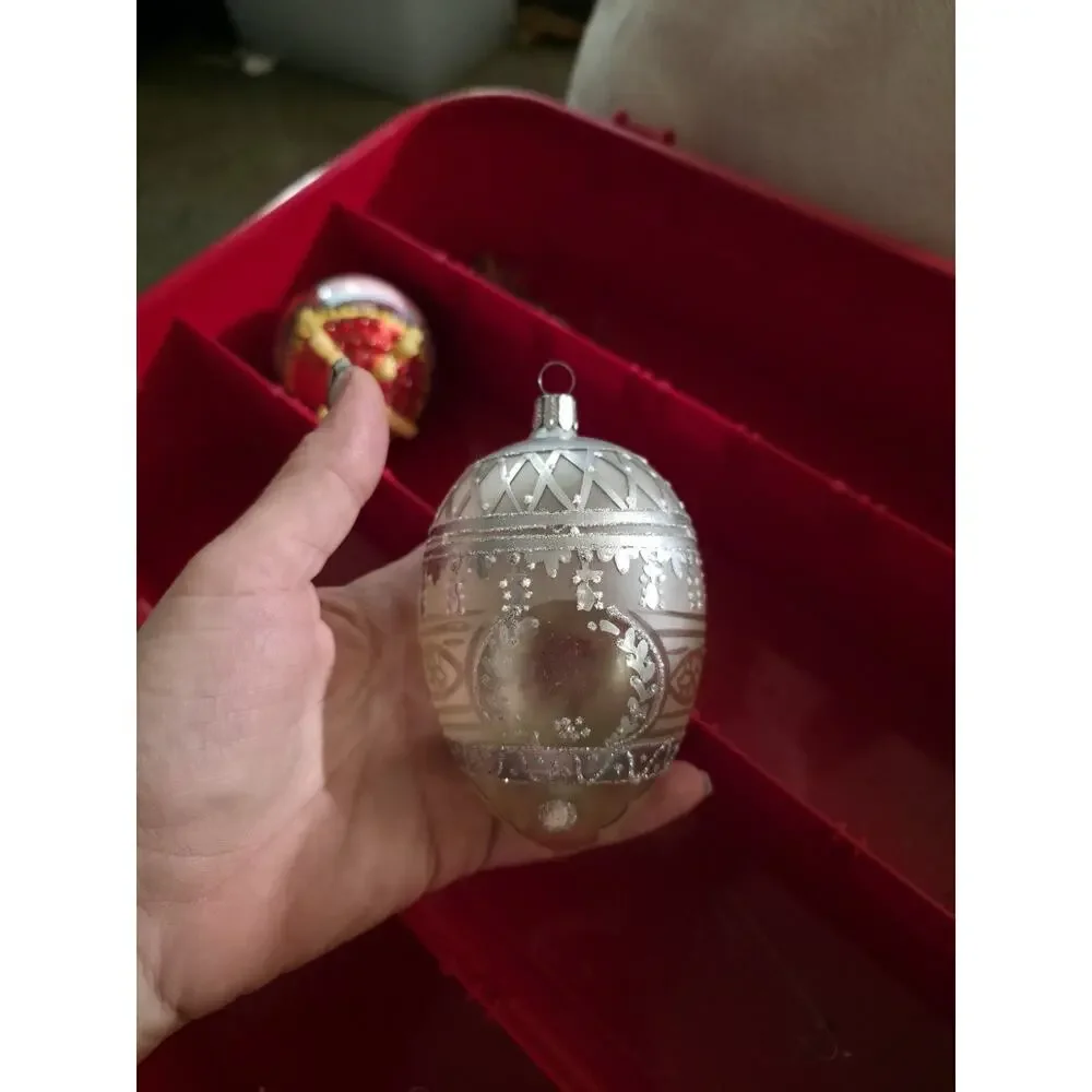 Vintage German Glass Christmas Ornament c1930s–40s Frosted Silvered Germany